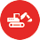 Quarry icon white on red background for Crushing and Screening applications - Matec Industries