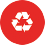 Icona Riciclaggio colore bianco su sfondo rosso per applicazioni Frantumazione e Vagliatura - Matec Industries